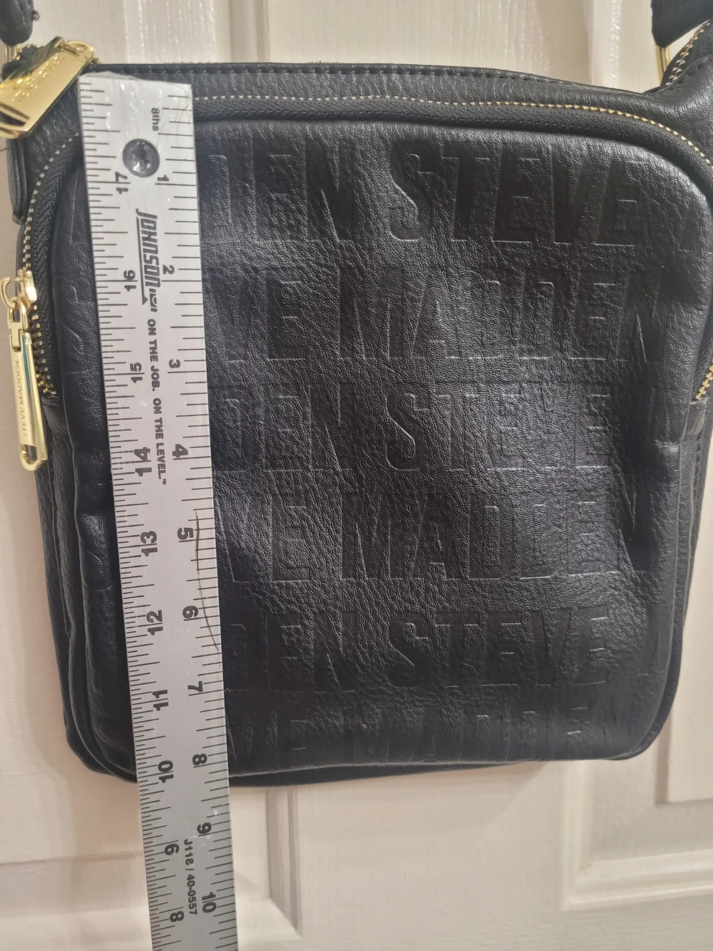 Stve Madden Black Leather Crossbody Bag with Gold Hardware